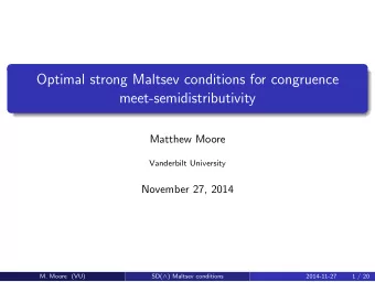 Optimal strong Maltsev conditions for congruence  meet-semidistributivity  Matthew Moore