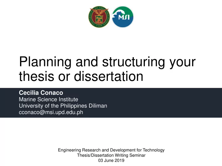 planning and structuring your