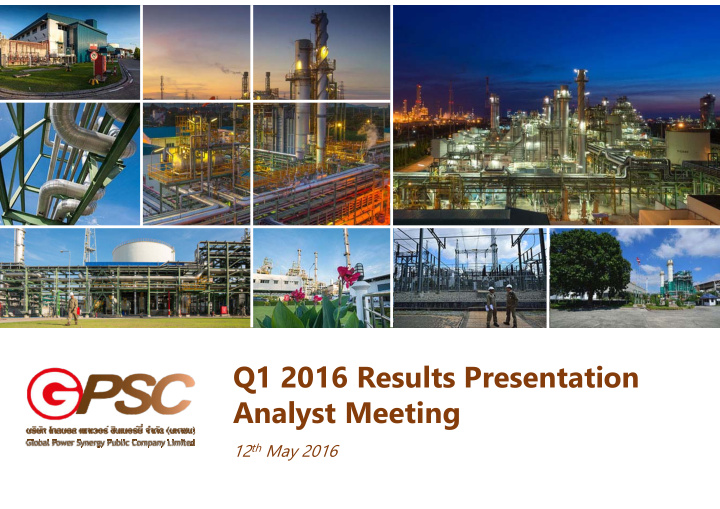 q1 2016 results presentation analyst meeting