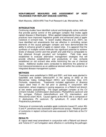 NON-FUMIGANT  MEASURES  AND  ASSESSMENT  OF  HOST  TOLERANCE FOR REPLANT DISEASE CONTROL  Mark