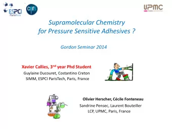 Supramolecular Chemistry  for Pressure Sensitive Adhesives ?  Gordon Seminar 2014 Xavier Callies, 3