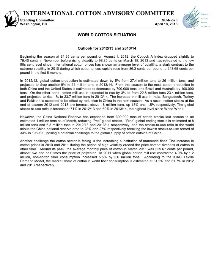 international cotton advisory committee