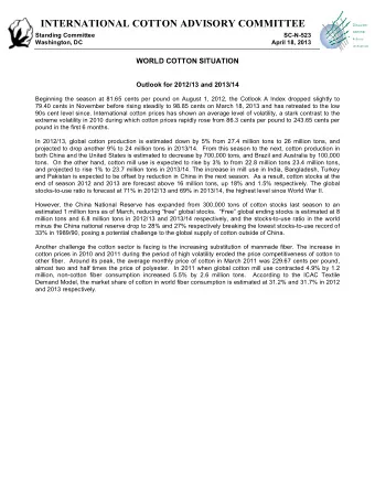 INTERNATIONAL COTTON ADVISORY COMMITTEE  Standing Committee  SC-N-523  Washington, DC  April 18,