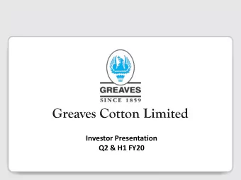 Investor Presentation  Q2 &amp; H1 FY20  Disclaimer    Statements in this presentation,
