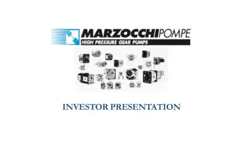INVESTOR PRESENTATION  Disclaimer  Privacy  The document, drafted by the management of Marzocchi