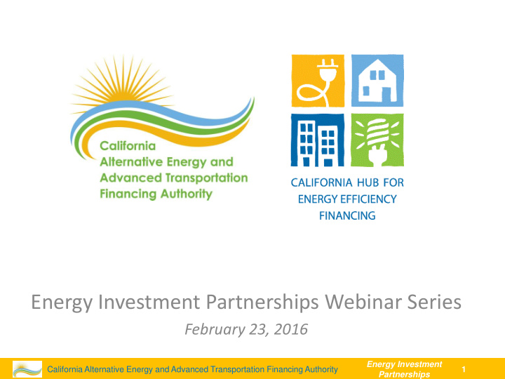 energy investment partnerships webinar series