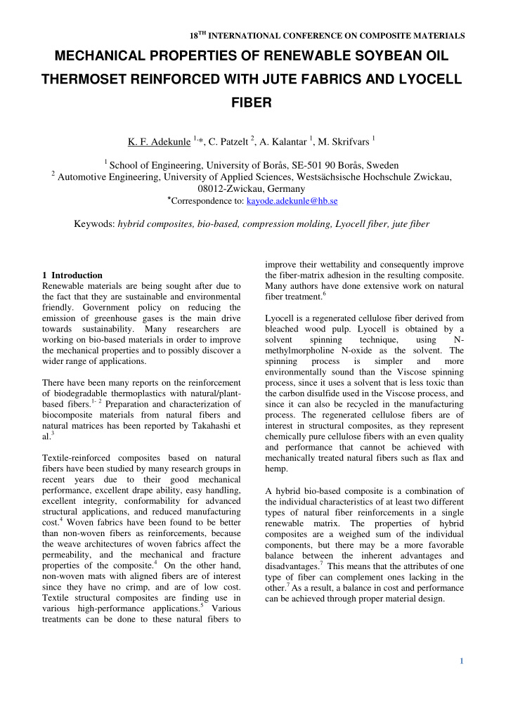 mechanical properties of renewable soybean oil thermoset