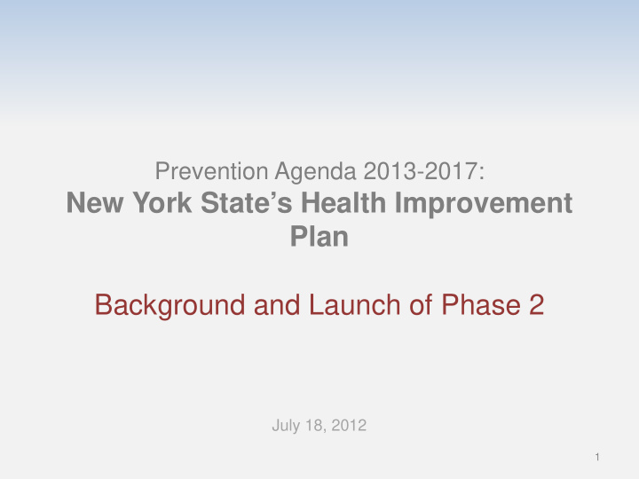 prevention agenda 2013 2017 new york state s health