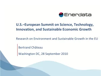 U.S.European Summit on Science, Technology, Innovation, and Sustainable Economic Growth Research