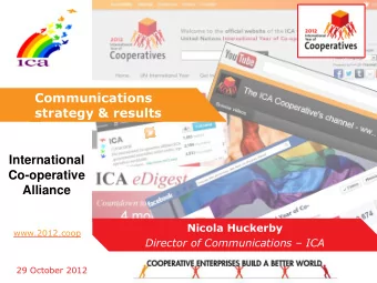 strategy &amp; results  International  Co-operative  Alliance  Nicola Huckerby  www.2012.coop