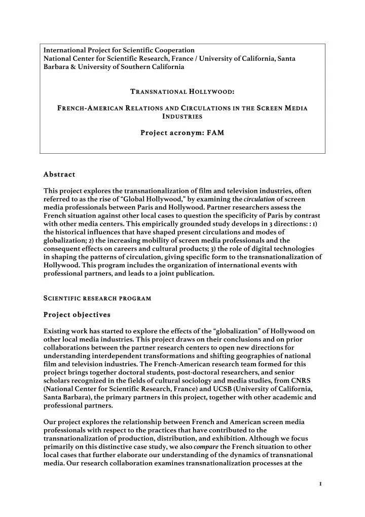international project for scientific cooperation national