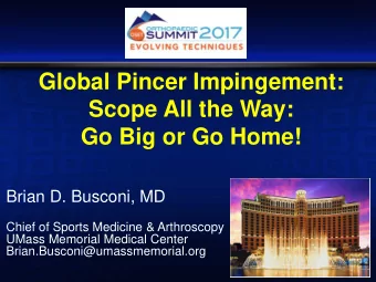 Global Pincer Impingement:  Scope All the Way:  Go Big or Go Home!  Brian D. Busconi, MD  Chief of