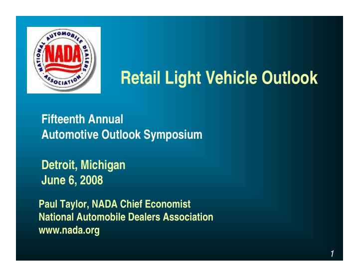 retail light vehicle outlook