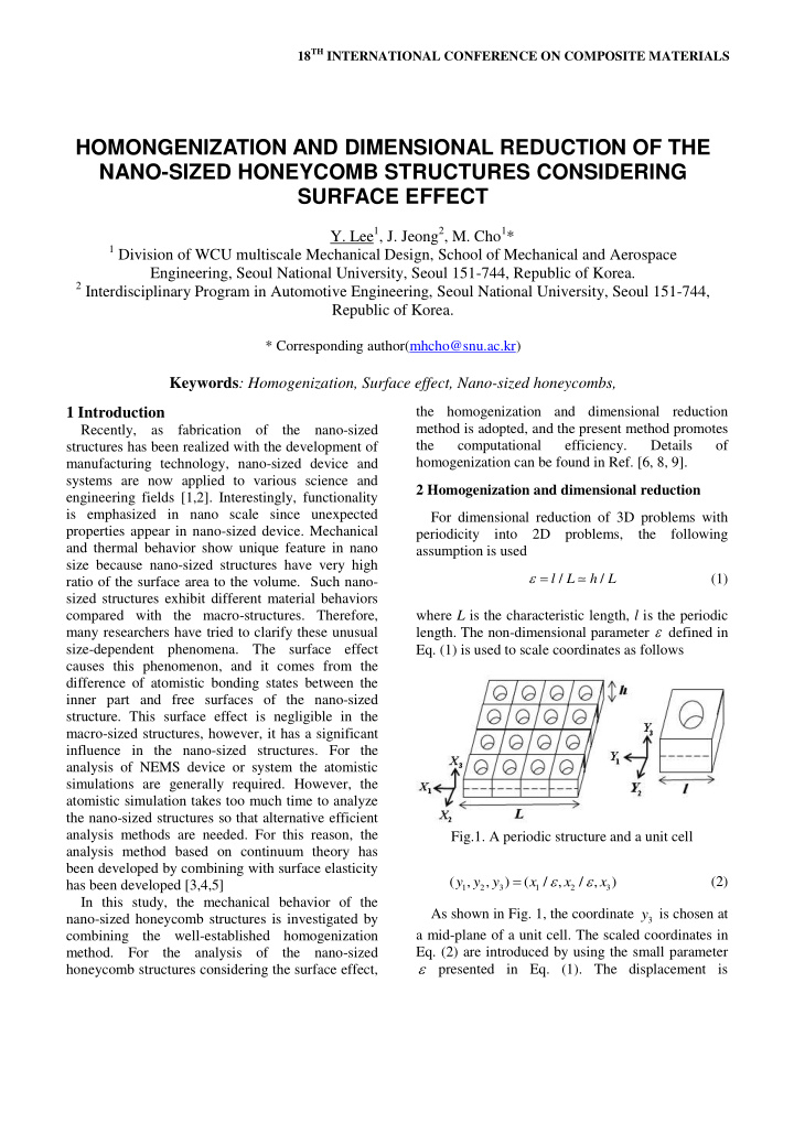 homongenization and dimensional reduction of the nano