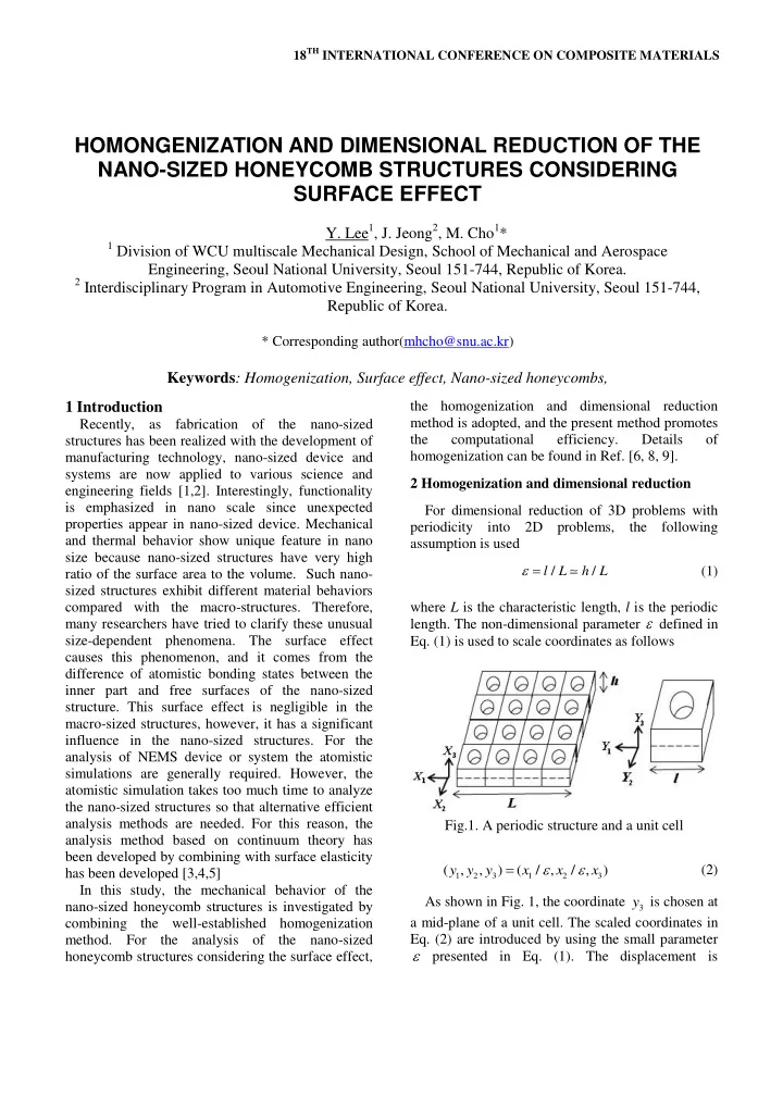 homongenization and dimensional reduction of the nano