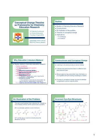1  The Problem  Conceptual Change Model  Without a theoretical framework, what do I do
