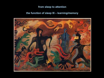 from sleep to attention  the function of sleep III  learning/memory  A role for sleep in