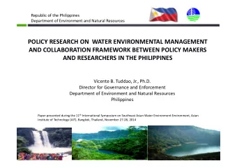 POLICY RESEARCH ON WATER ENVIRONMENTAL MANAGEMENT AND COLLABORATION FRAMEWORK BETWEEN POLICY MAKERS