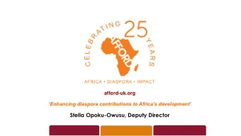Stella Opoku-Owusu, Deputy Director Diaspora Participation in Nation Building: The  success matrix