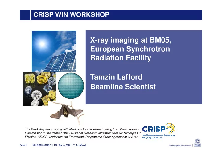 x ray imaging at bm05 european synchrotron radiation