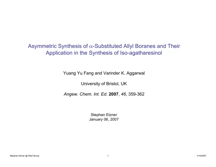asymmetric synthesis of substituted allyl boranes and
