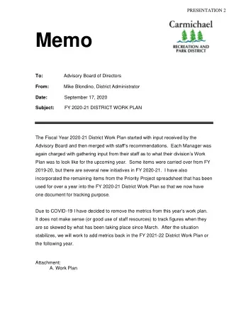 2020-21 Annual Work Plan and Quarterly Reports Key Initiatives  Major policy initiatives to be