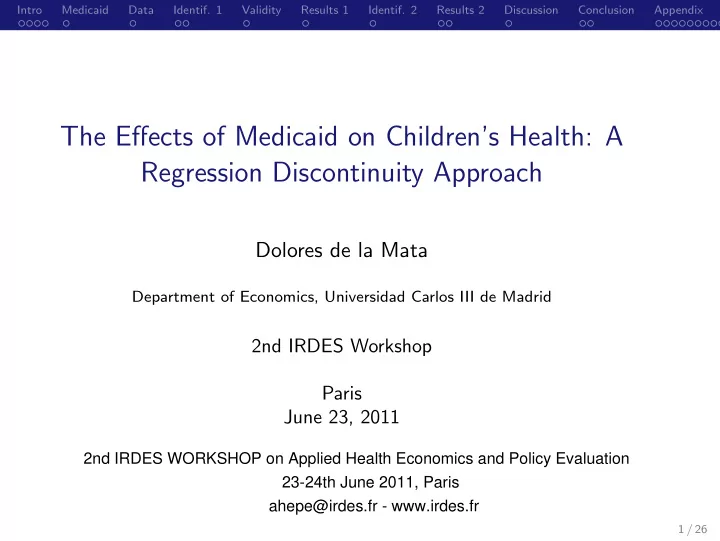 the effects of medicaid on children s health a regression