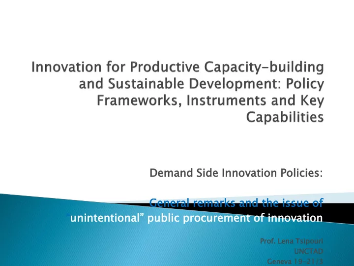 demand and side inno novati vation on polici icies es