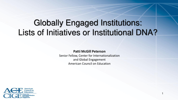 globally engaged institutions lists of initiatives or