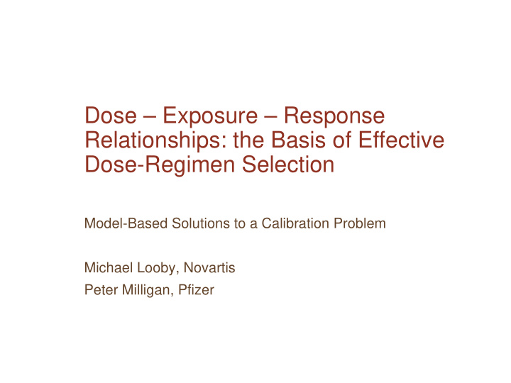 dose exposure response relationships the basis of