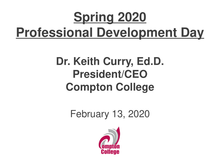 spring 2020 professional development day