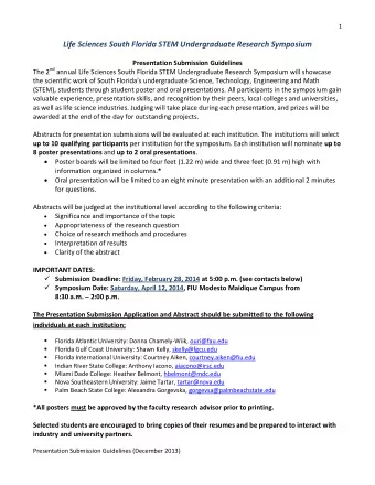 Life Sciences South Florida STEM Undergraduate Research Symposium Presentation Submission
