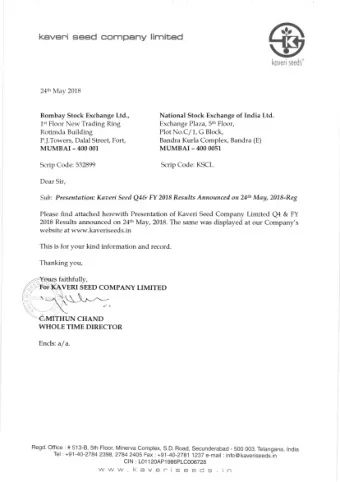 Company Limited Results Presentation  Q4 &amp; FY18  Safe Harbour  Certain statements in this