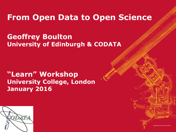 geoffrey boulton university of edinburgh codata learn