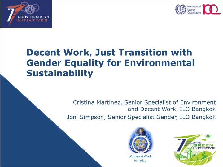 decent work just transition with gender equality for