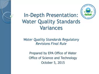 Water Quality Standards  Variances  Water Quality Standards Regulatory  Revisions Final Rule
