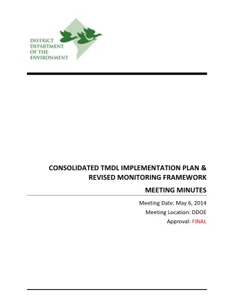 CONSOLIDATED  TMDL  IMPLEMENTATION  PLAN  &amp;    REVISED