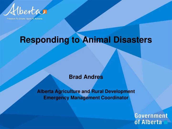 responding to animal disasters