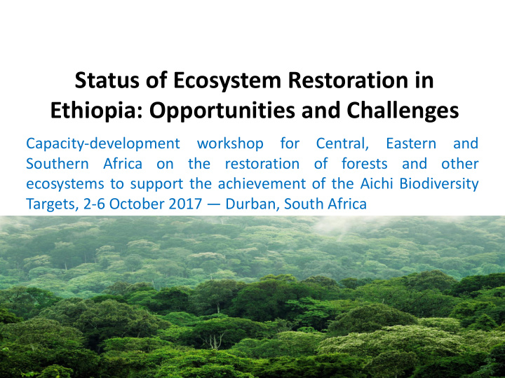 status of ecosystem restoration in ethiopia opportunities