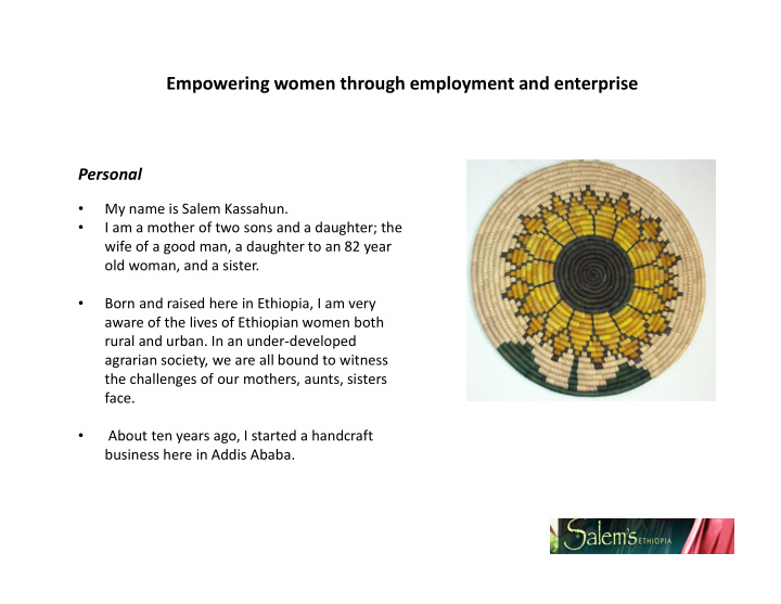 empowering women through employment and enterprise
