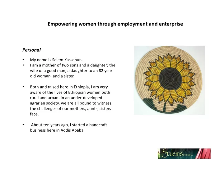 empowering women through employment and enterprise