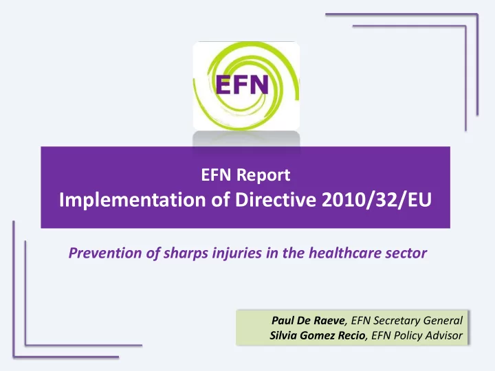 prevention of sharps injuries in the healthcare sector