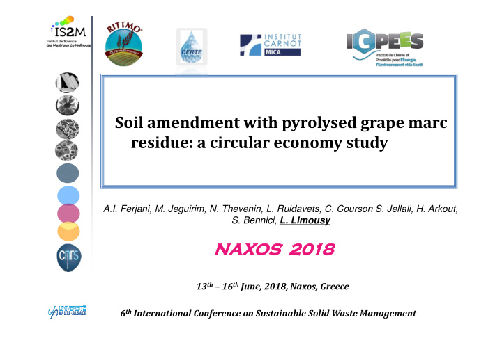 soil amendment with pyrolysed grape marc residue a