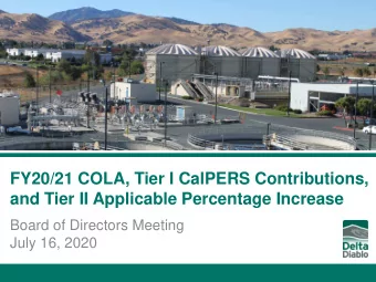 FY20/21 COLA, Tier I CalPERS Contributions,  and Tier II Applicable Percentage Increase  Board of