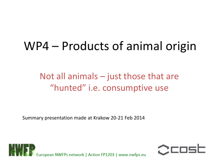 wp4 products of animal origin