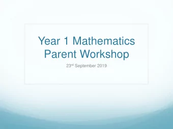 Year 1 Mathematics  Parent Workshop 23 rd September 2019  Year 1 Team  Amanda Matheson- 1AM