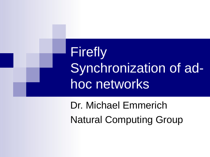 firefly synchronization of ad hoc networks