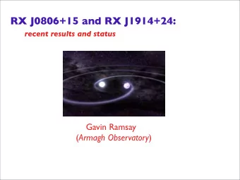 RX J0806+15 and RX J1914+24:  recent results and status  Gavin Ramsay ( Armagh Observatory )