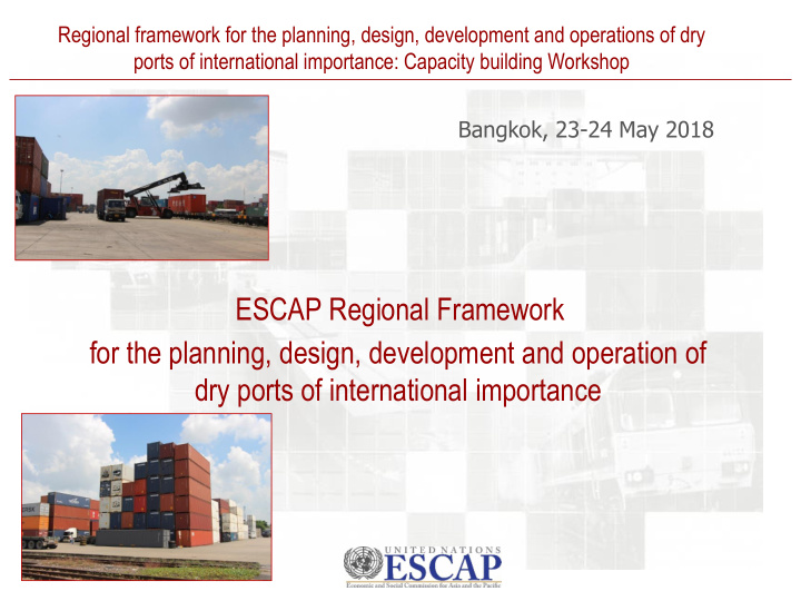 escap regional framework for the planning design