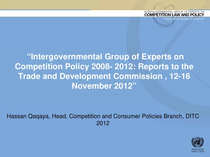 intergovernmental group of experts on competition policy